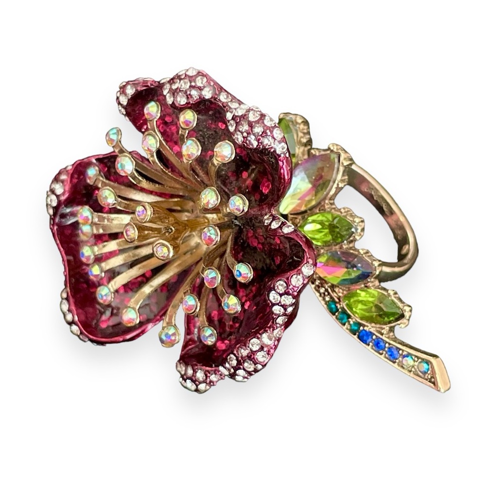 ♥️ Betsey Johnson Surreal Forest Flower Ring Size 7.5 - Picture 3 of 4